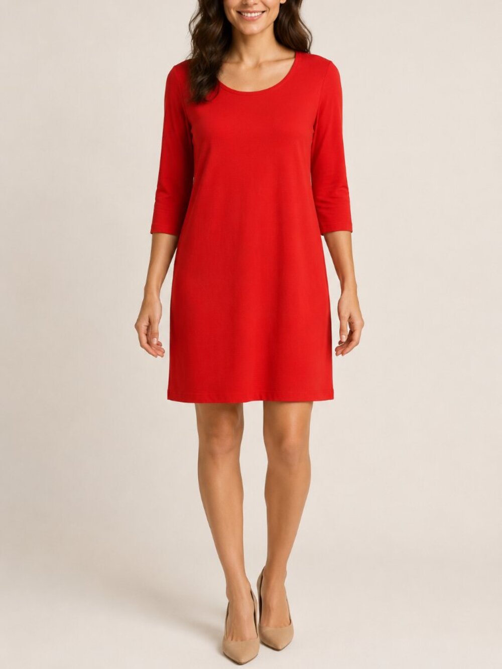 Divided by H&M Coral 3/4 Sleeve Fitted Shift Stretch Dress Size S (38)